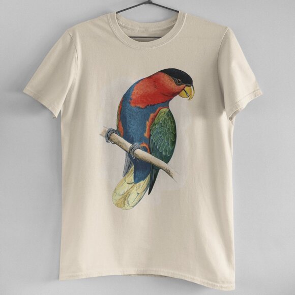 Black-capped Lory Vintage Parrot Print Short Sleeve Graphic Tee T-shirt S M L XL - Picture 3 of 5